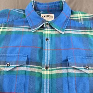 Mountain Khakis Shirt Mens Extra Large Flannel Relaxed Fit Blue Plaid Button Up